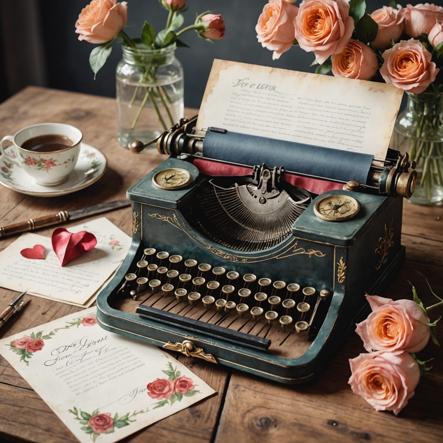 Victorian Love Letter in Watercolor Style