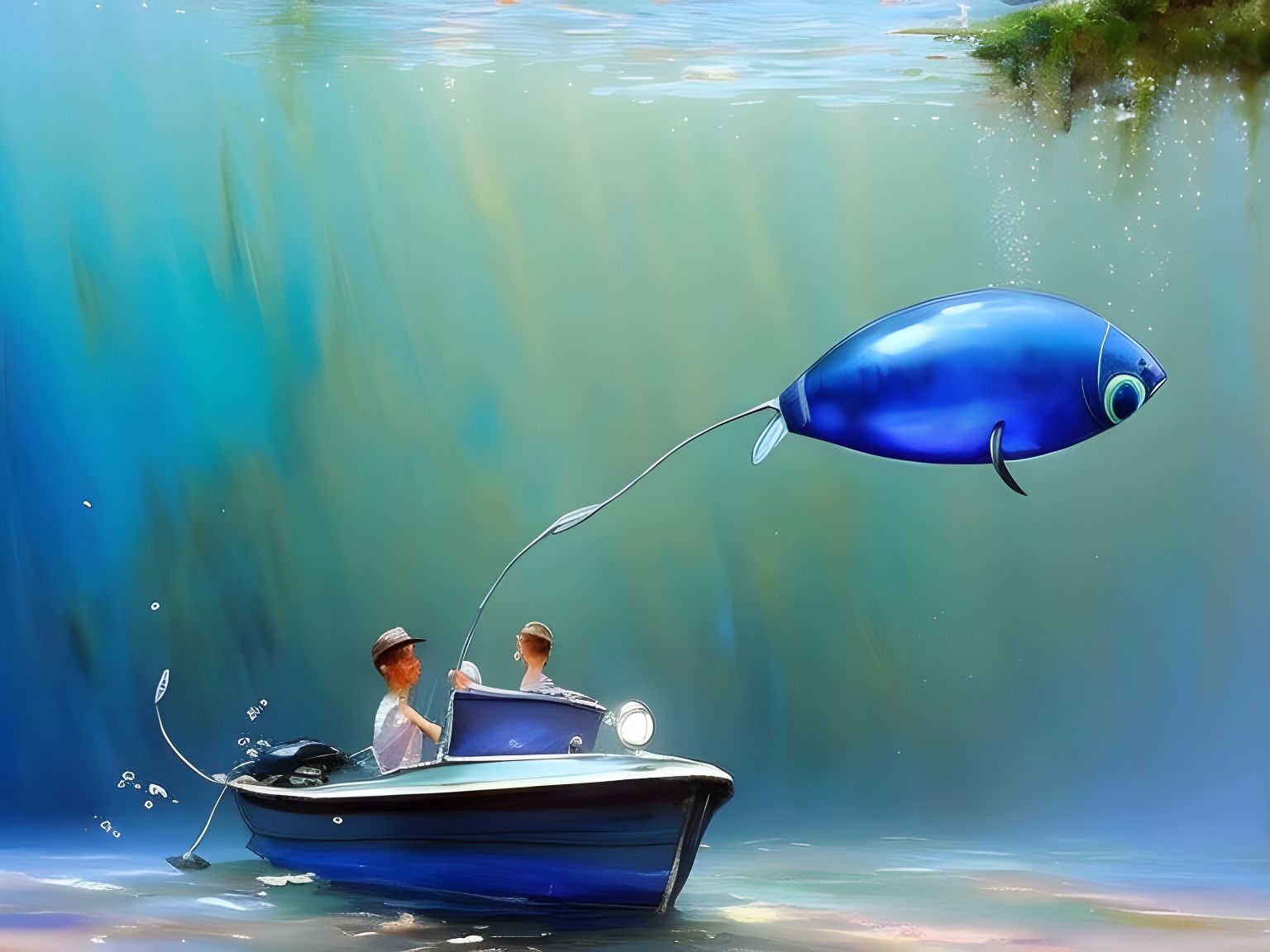 Playful Submarine in Watercolor Concept Art