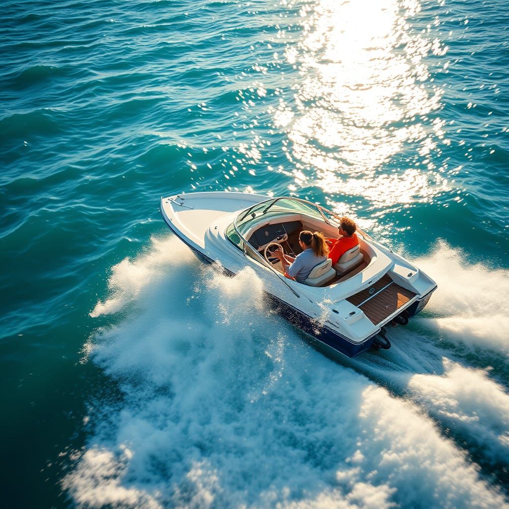 Speedboat Thrill Ride in Ocean Sunlight