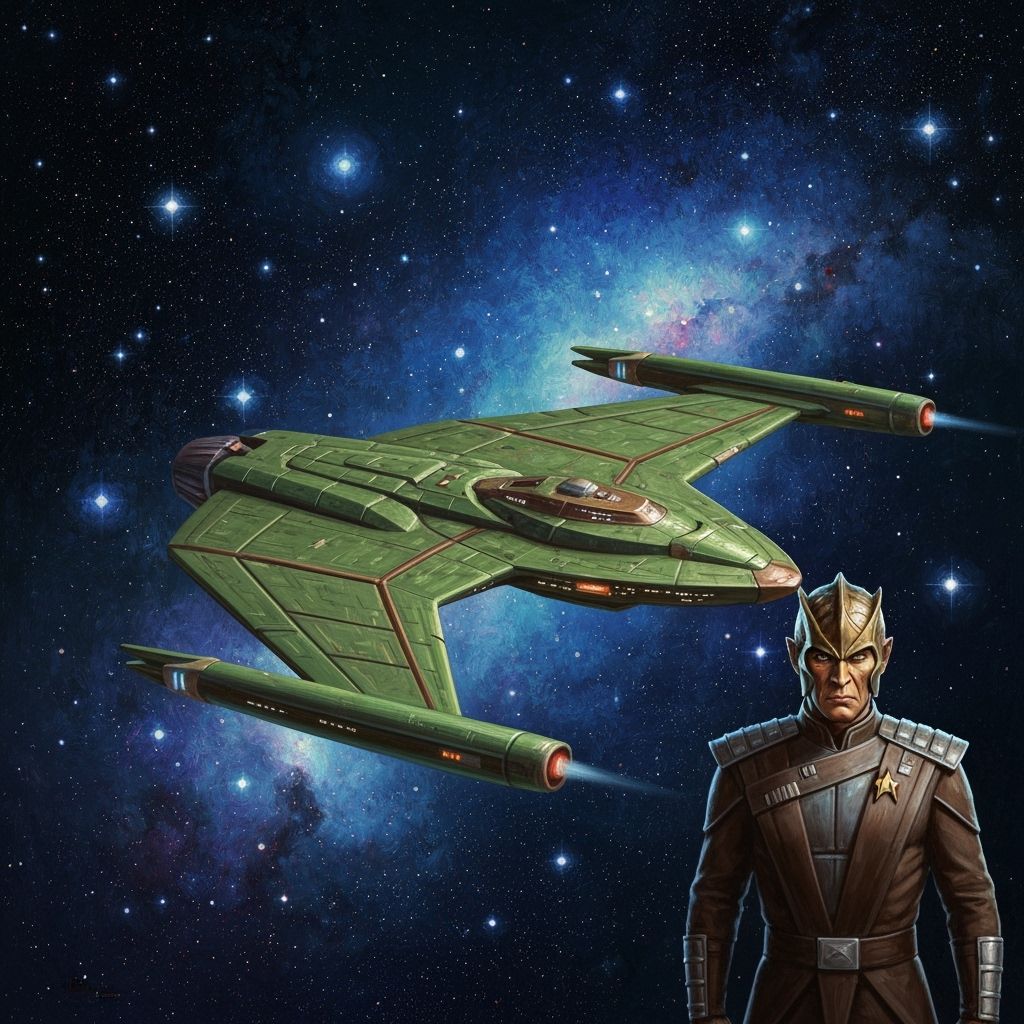 Klingon Bird of Prey in Deep Space, Impressionist Style