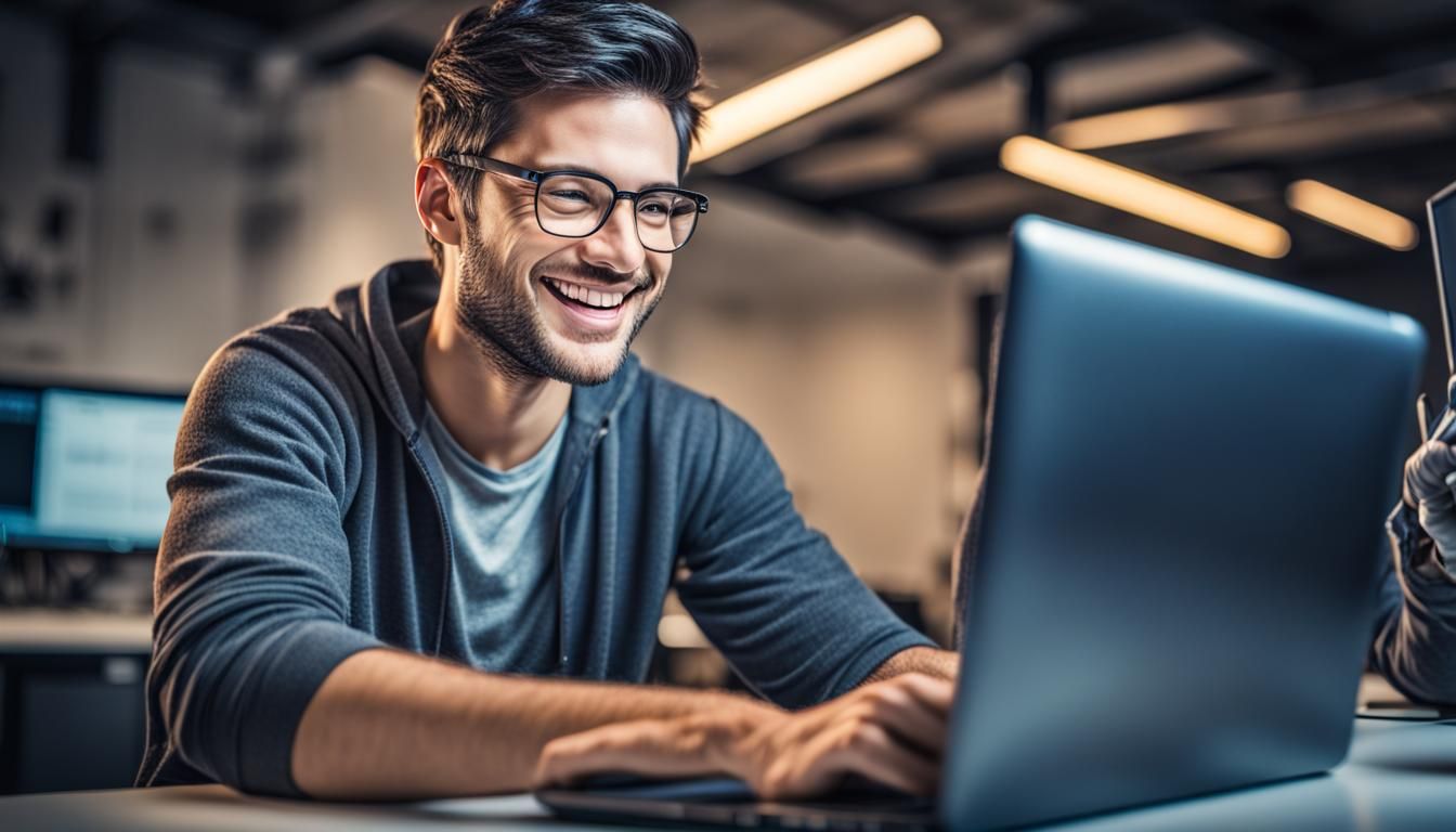 Software engineer good looking alpha male with big smile rep...