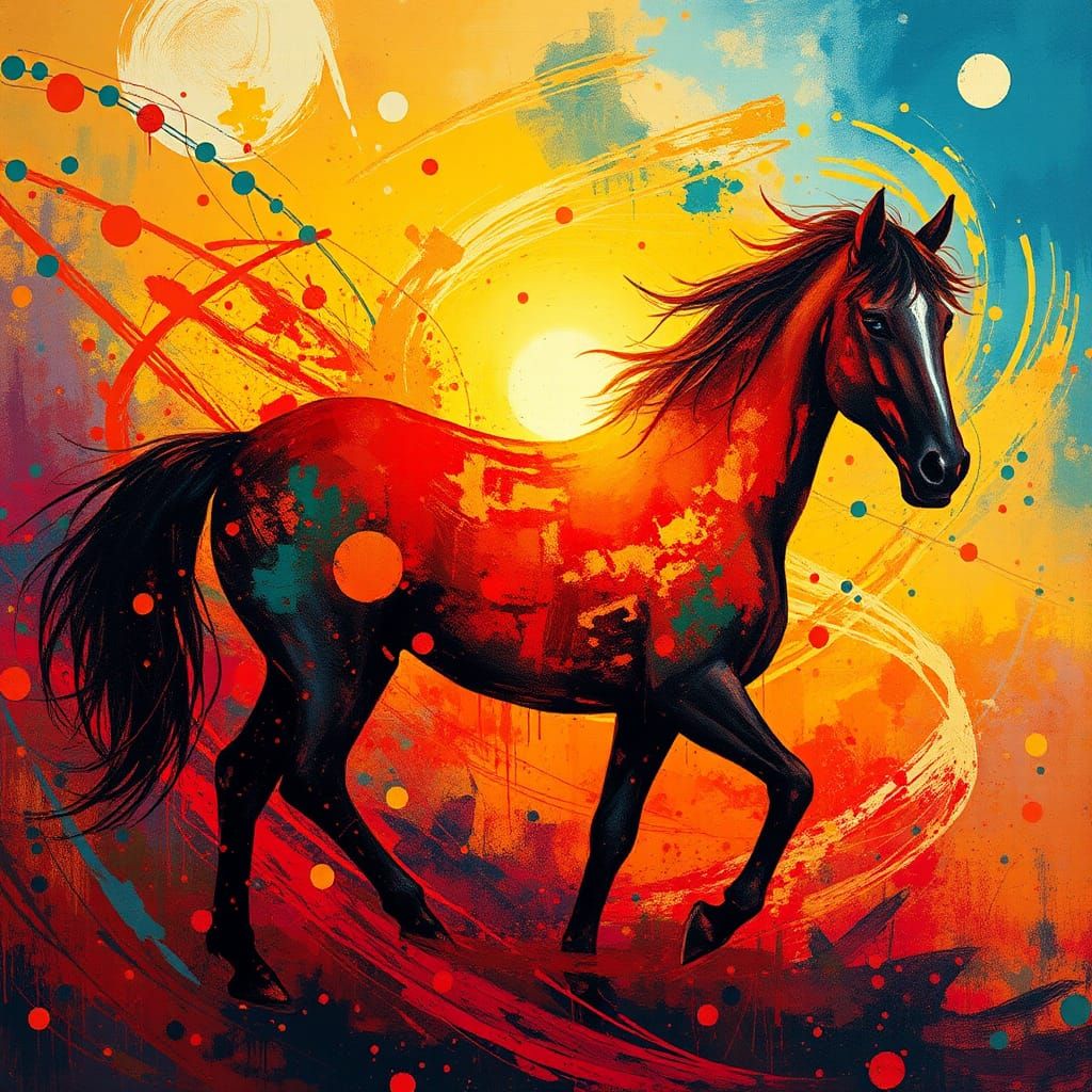 Horse Silhouette in Abstract Expressionist Style