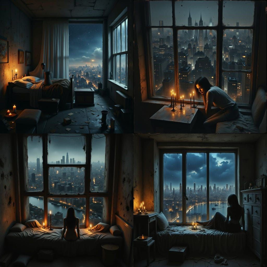 Dystopian Cityscape at Night in Grimdark Baroque Style