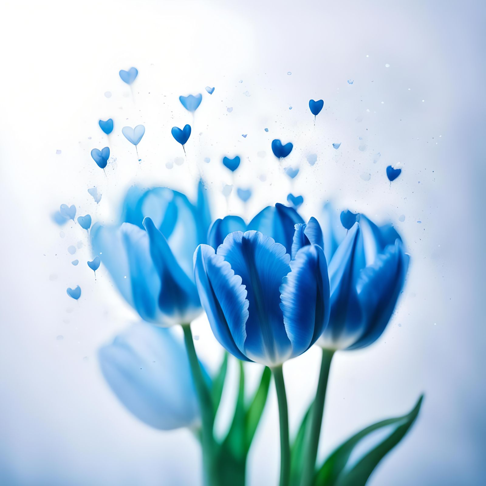 Blue Smoke Tulips with Bokeh Lights