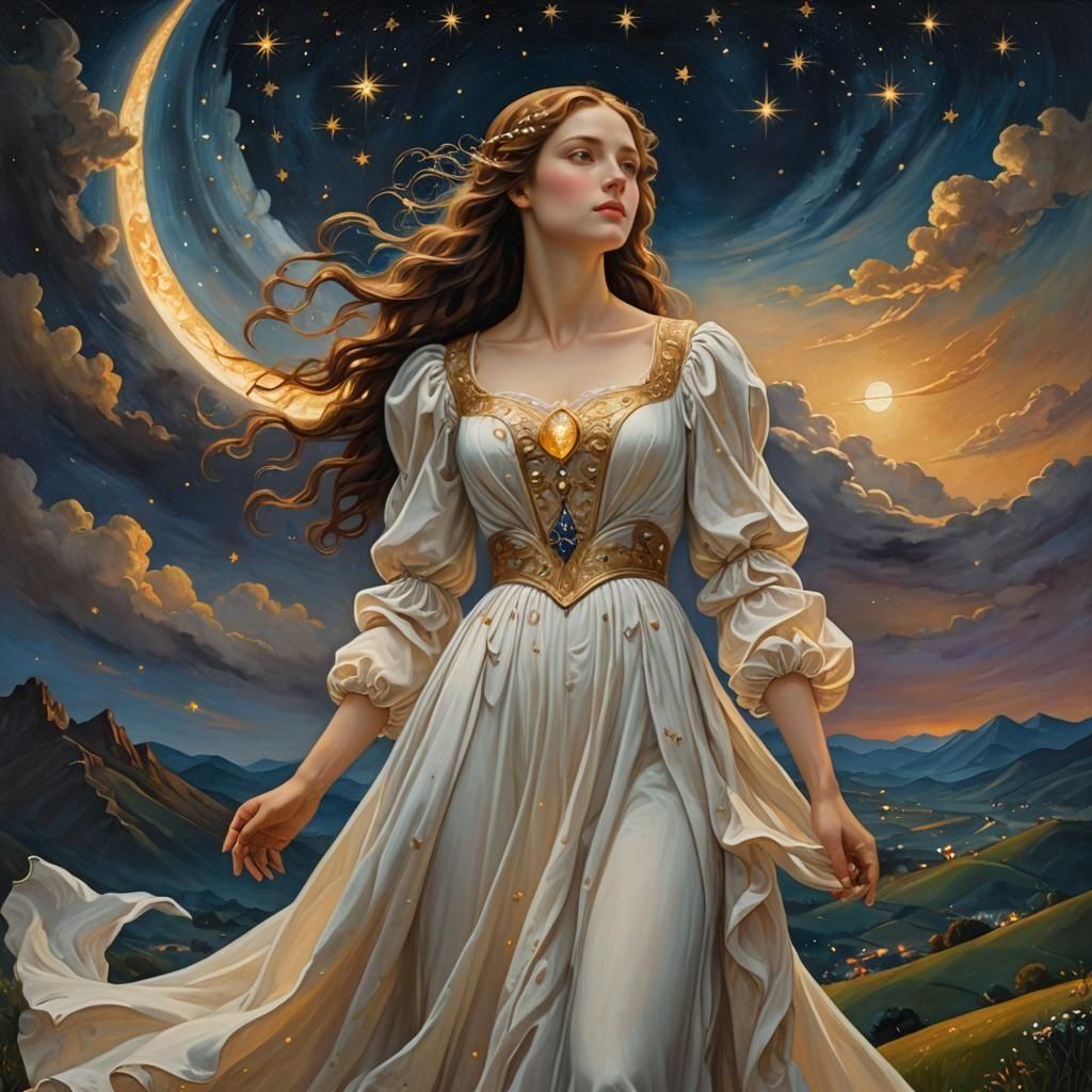 Starry Night in Renaissance Painting Style