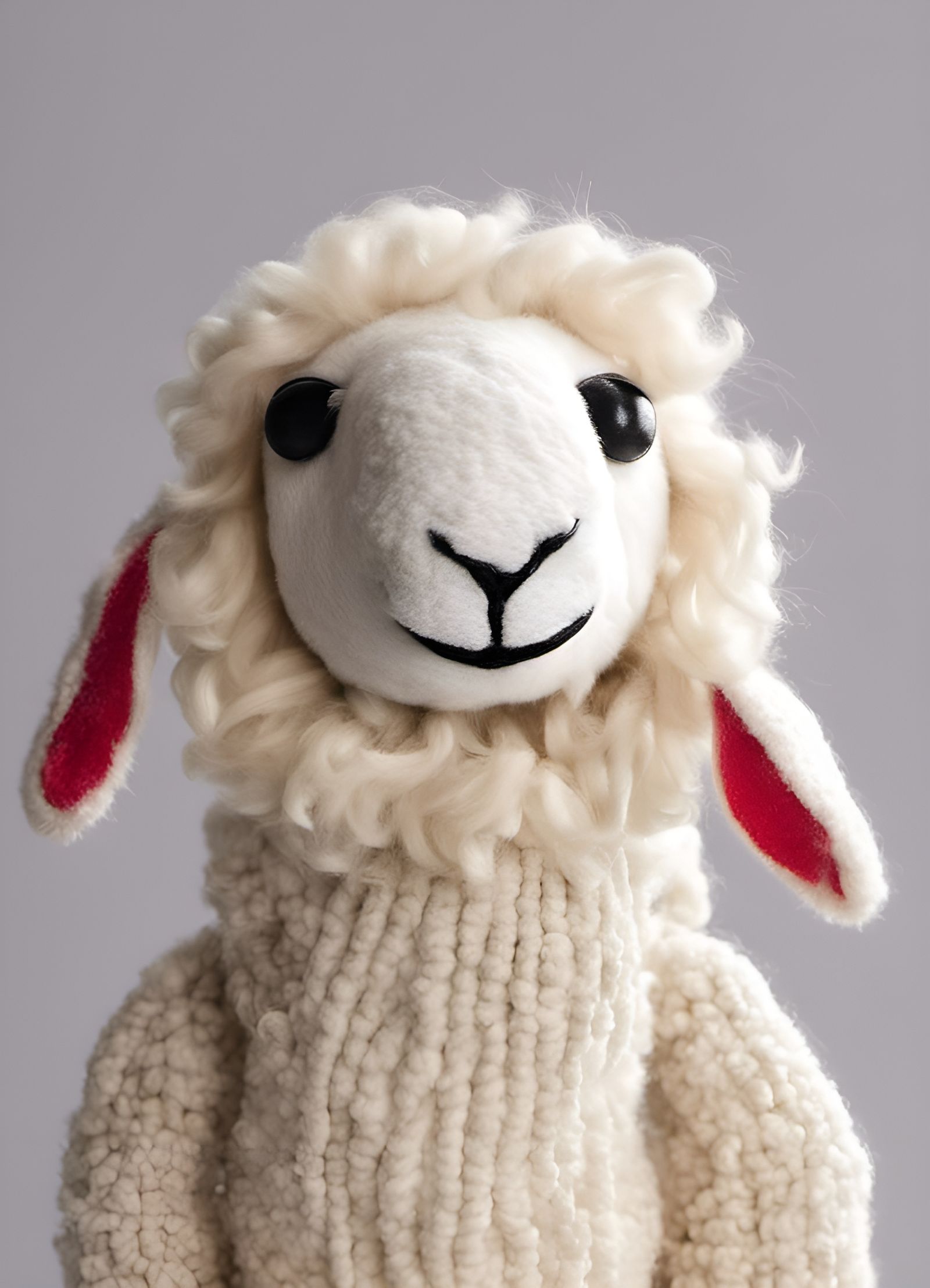 Adorable Wooly Lamb Sock Puppet Portrait