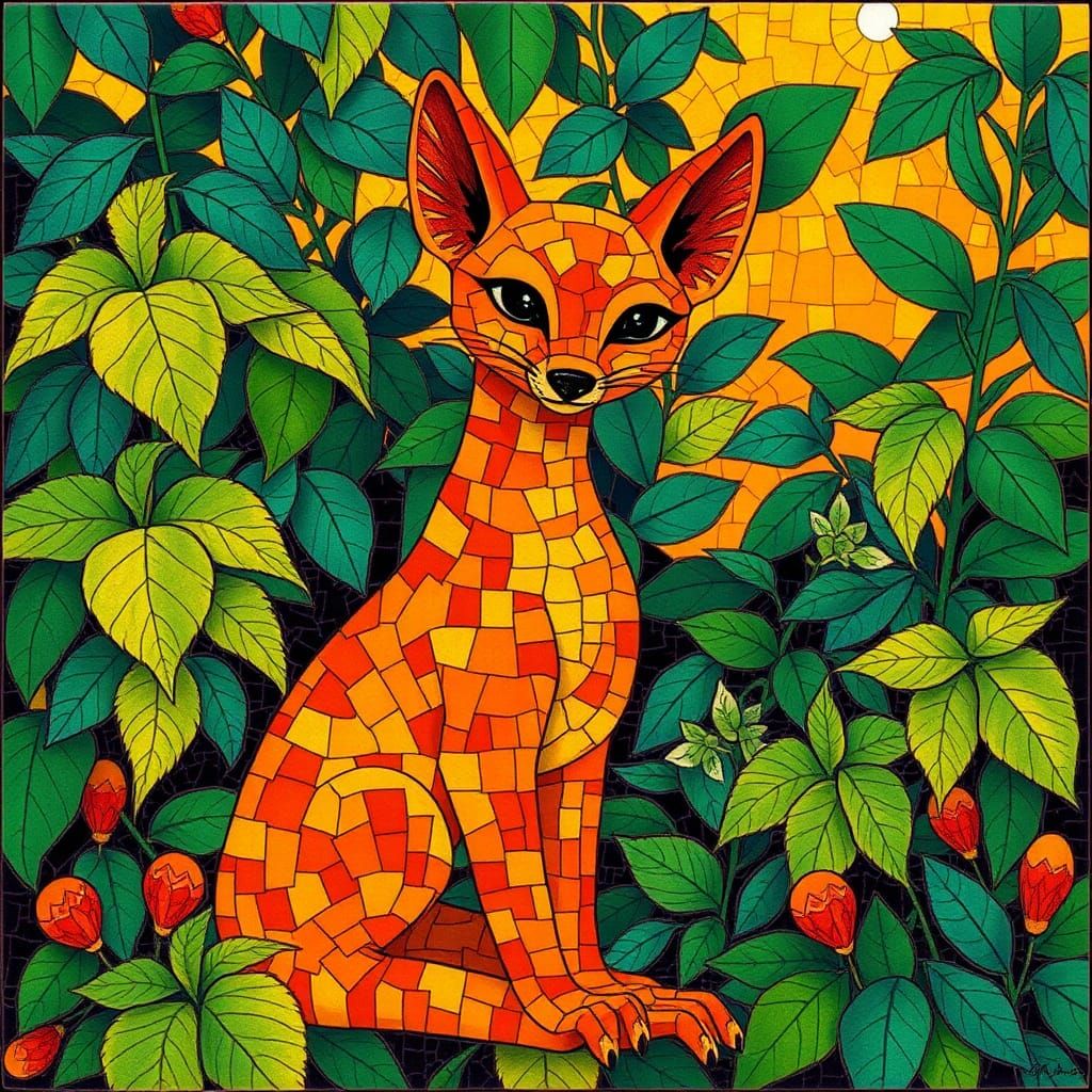 Orange Bonjo animal  Mosaic art