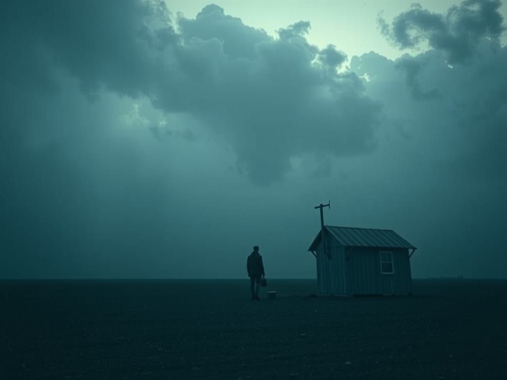 Man Experiencing Profound Isolation in Cinematic Photograph