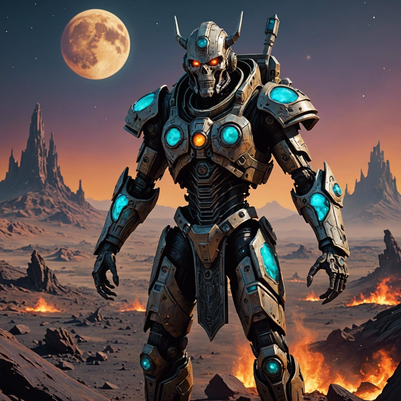 machine/homanoid hybrid "Male high priest  with cybernetic a...