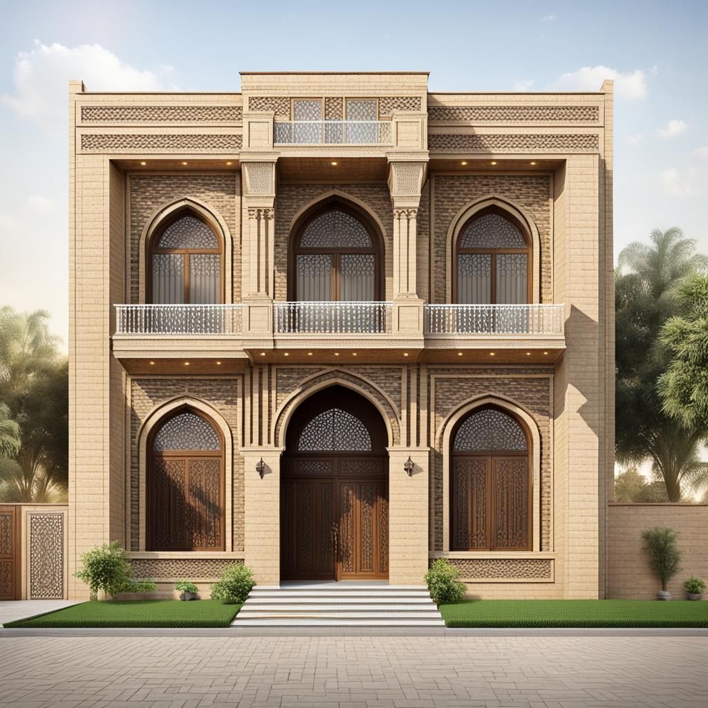 Traditional Baghdad House: Brickwork Elevation Design