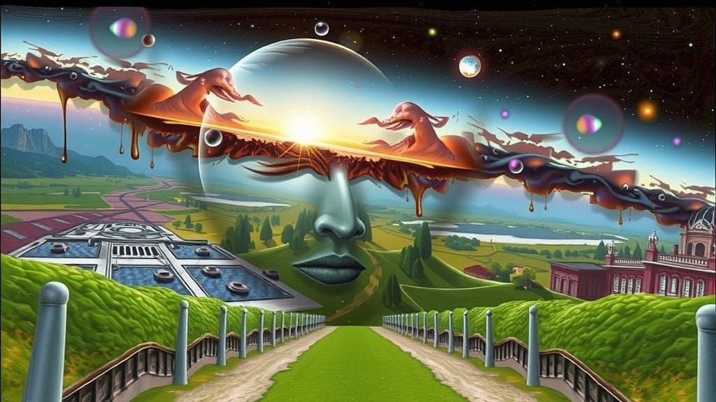 Dreamlike Portrait in Glass Sculpture Style