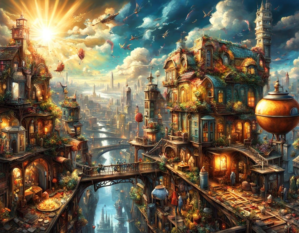 Surreal Cityscape Built from Vintage Household Objects