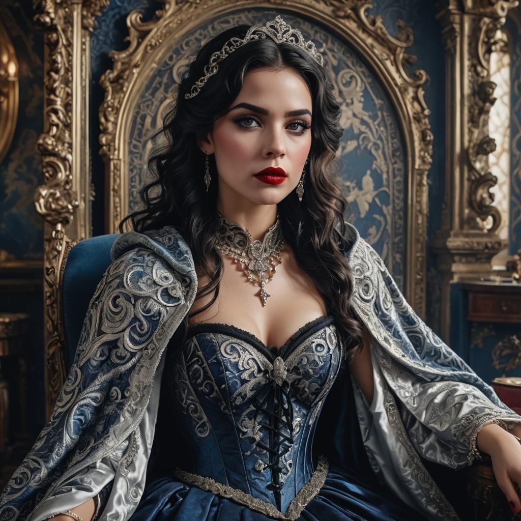Beautiful Woman on Throne in Baroque Style