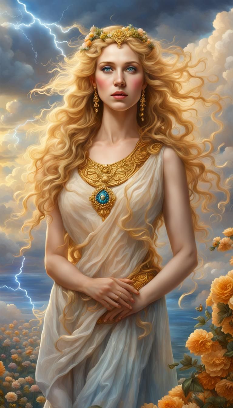 Aphrodite, Goddess of Beauty, in a Matte Painting
