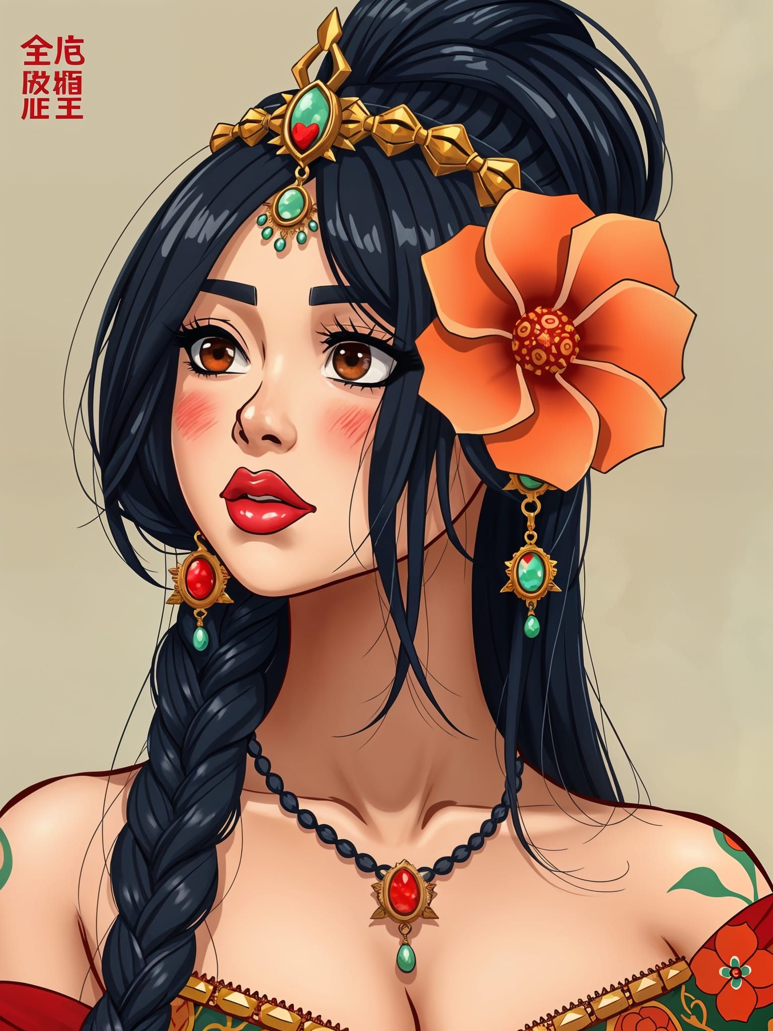Maori Goddess Anime Portrait in Kawaii Style