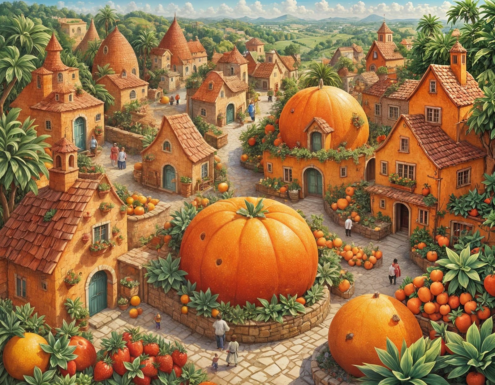 Fruit Village in a Fantastical World