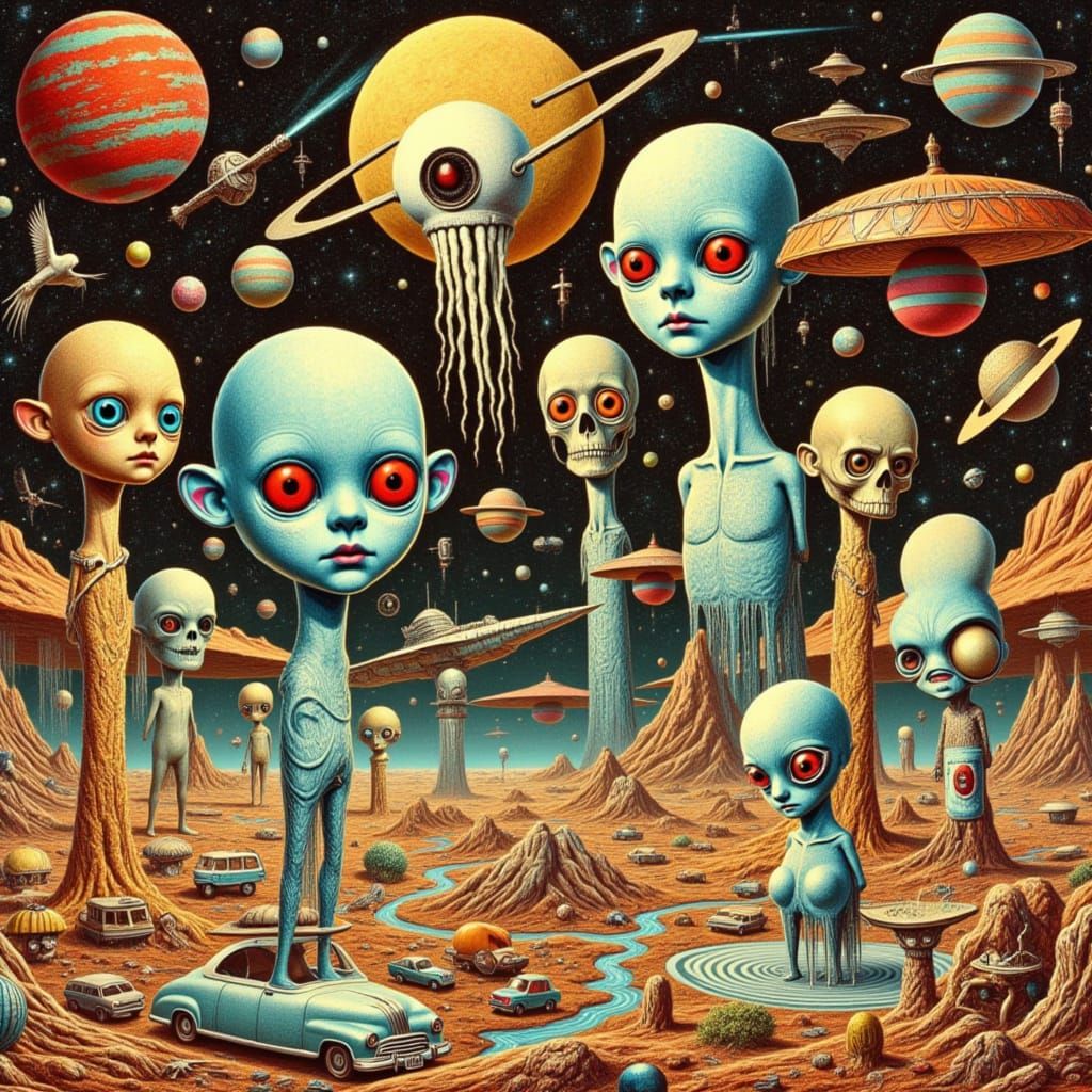 Bizarre Alien Encounters in a Fantastical Landscape
