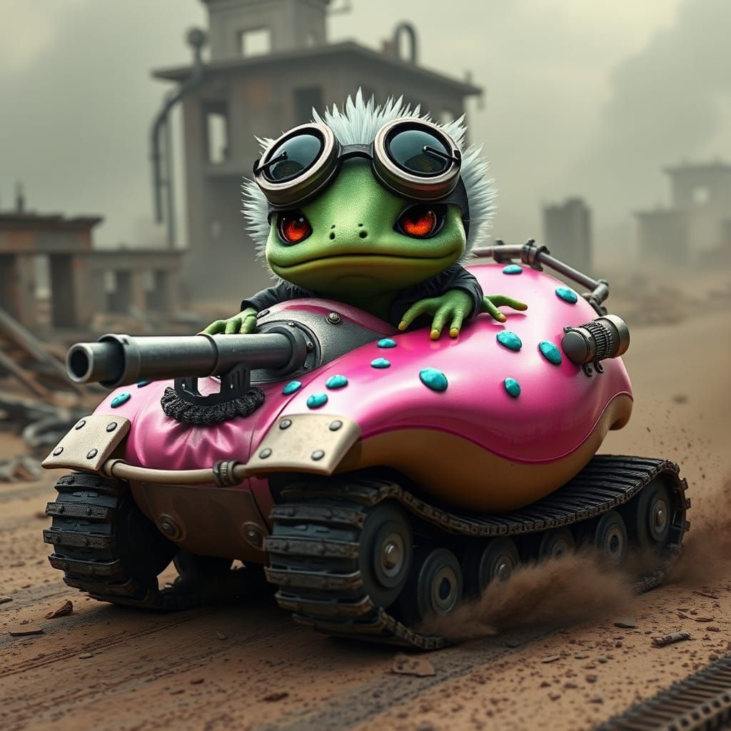 Furious Frog Alien Races Donut Tank in Wasteland