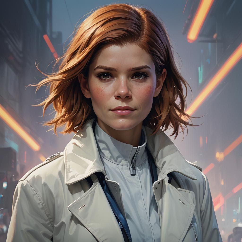 Smiling Woman Portrait with Triadic Colors