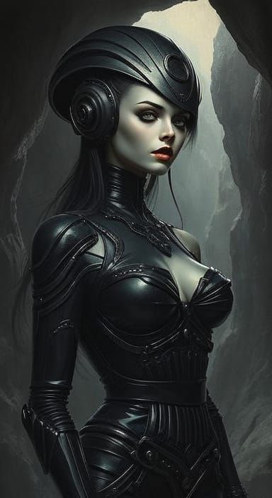 Retro Cyborg in Cyberpunk Impasto Style