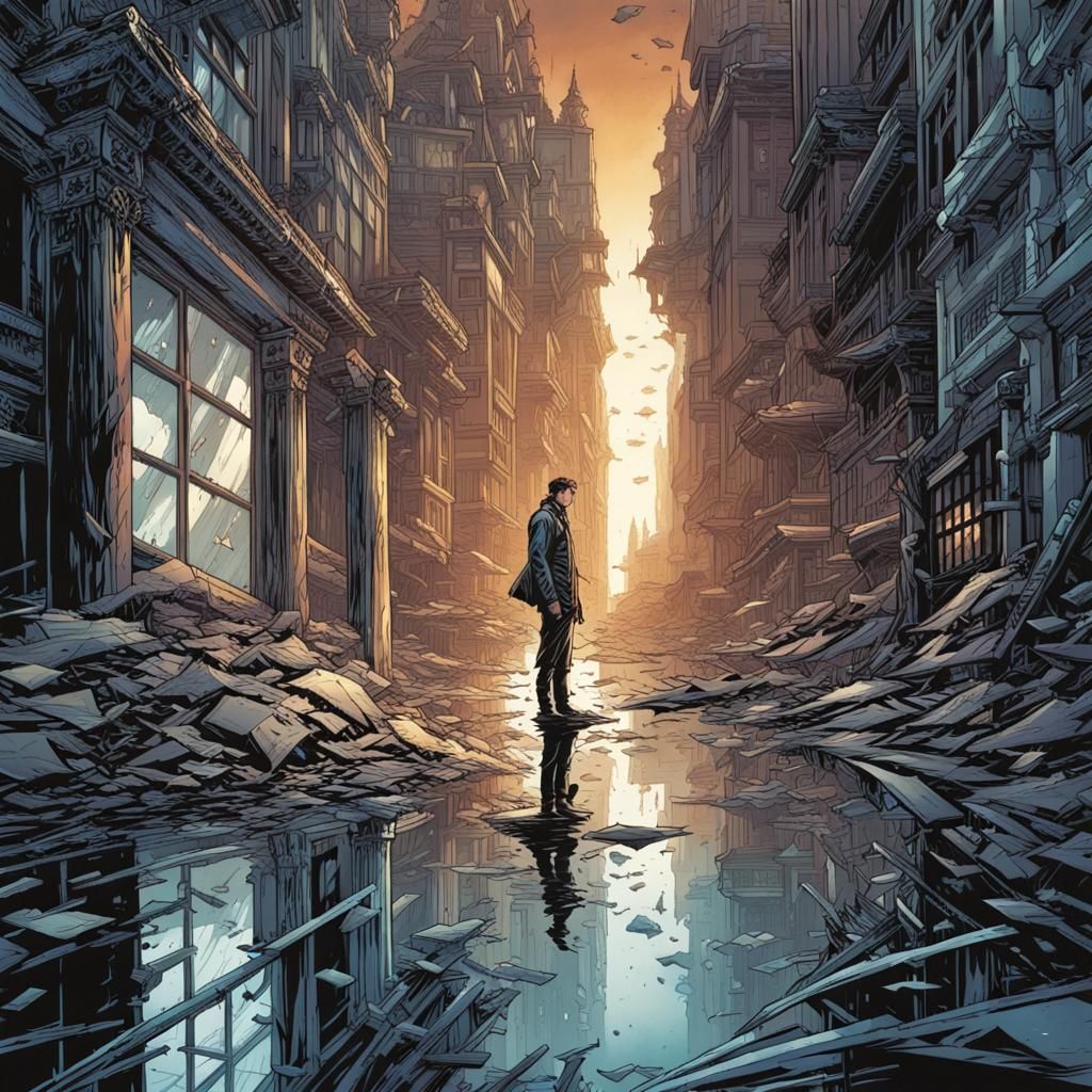 Broken Mirror in Comic Book Art Style