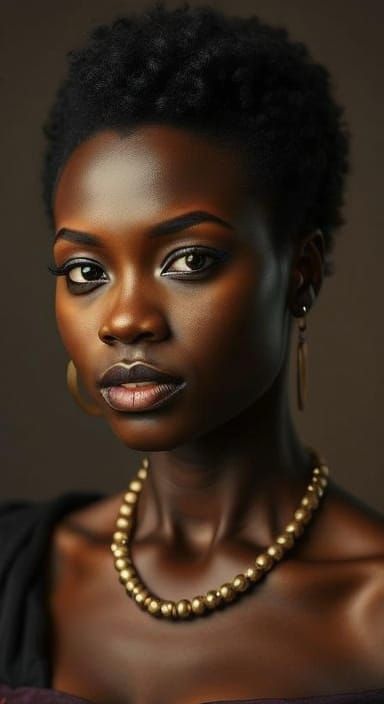 Regal Black Woman Portrait in Vibrant Oil Painting Style