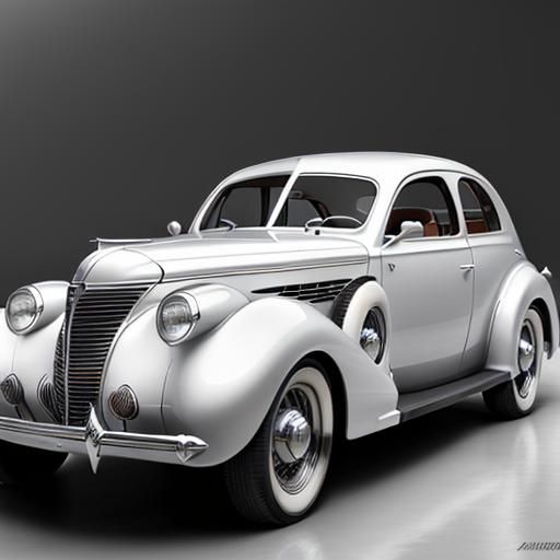 1938 White Luxury Fastback in Art Deco Style