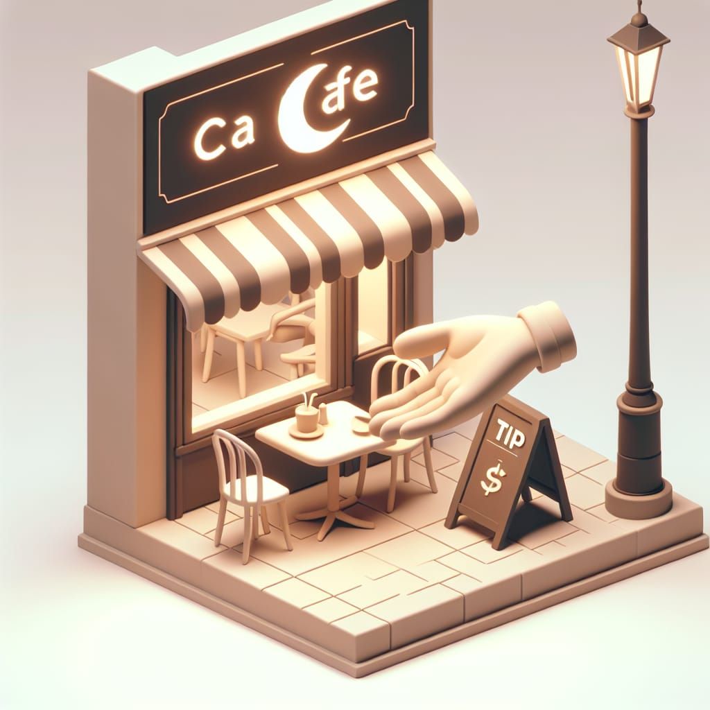 Vintage-Style Night Cafe with Generous Tip in 3D