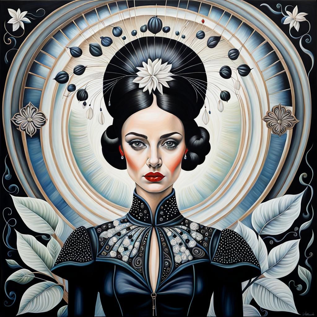 portrait, art brut, illustration, oils, gothic COUTURE, spla...
