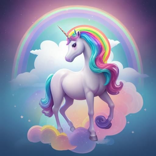 Unicorn on a Rainbow: A Whimsical Scene
