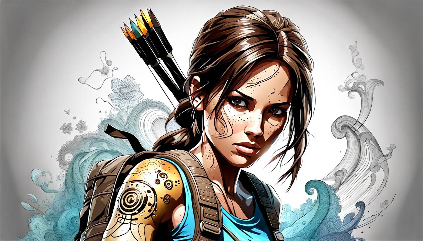 Lara Croft in Abstract Vector Fractal Style