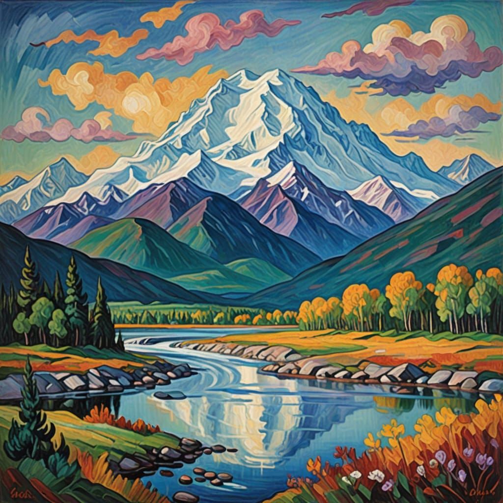 Neo-Impressionist Denali, North America's Highest Peak