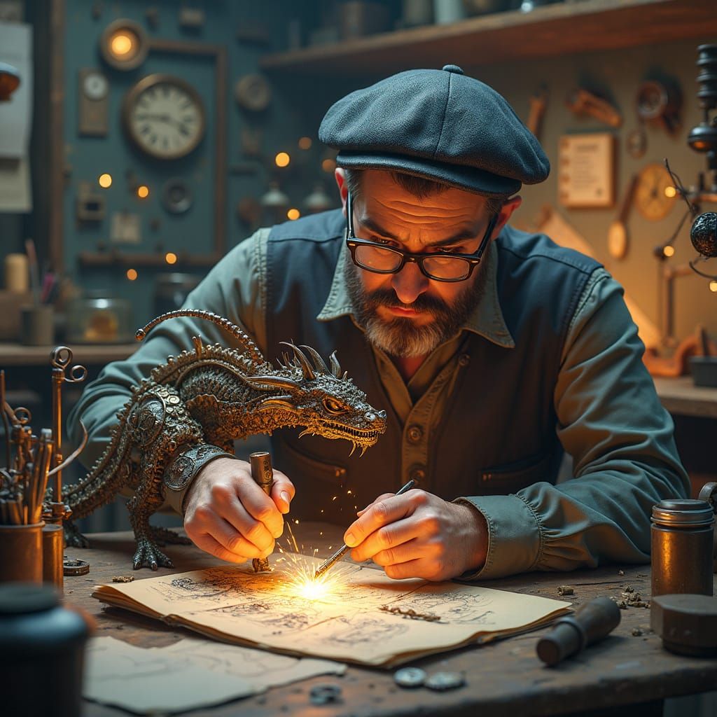Steampunk Inventor Creates Automaton Dragon