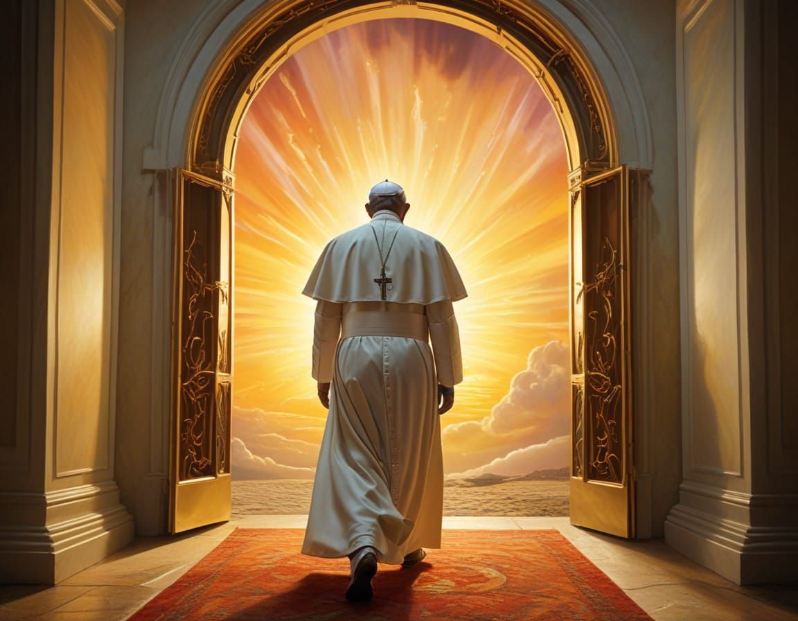 Pope Francis Enters a Vibrant Celestial Realm