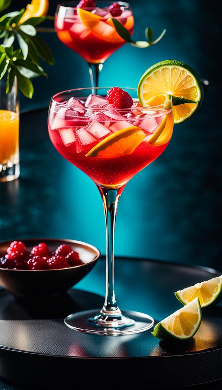 AI Cocktail Art: Vibrant Mixology Presentation