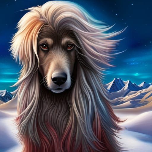 Afghan Dog in Winter Wonderland: 3D Acrylic Art