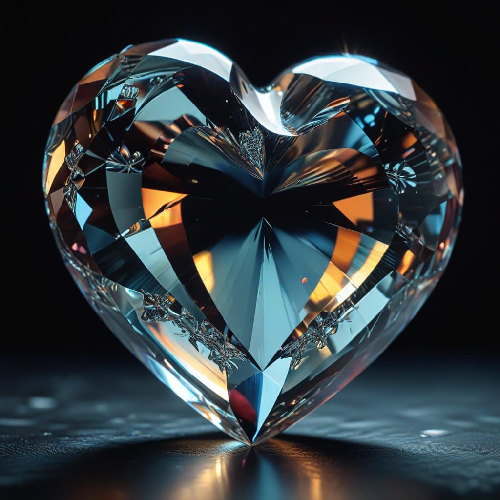 Sparkling Crystal Heart in Eerie Surrealist Macro