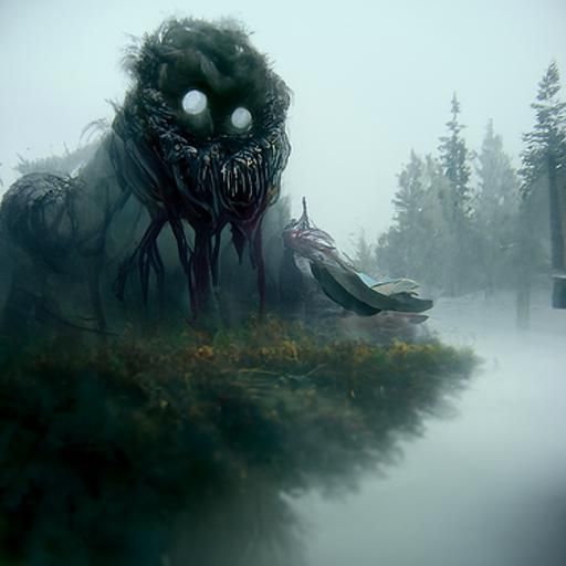 Sinister Monster Hiding in Fog