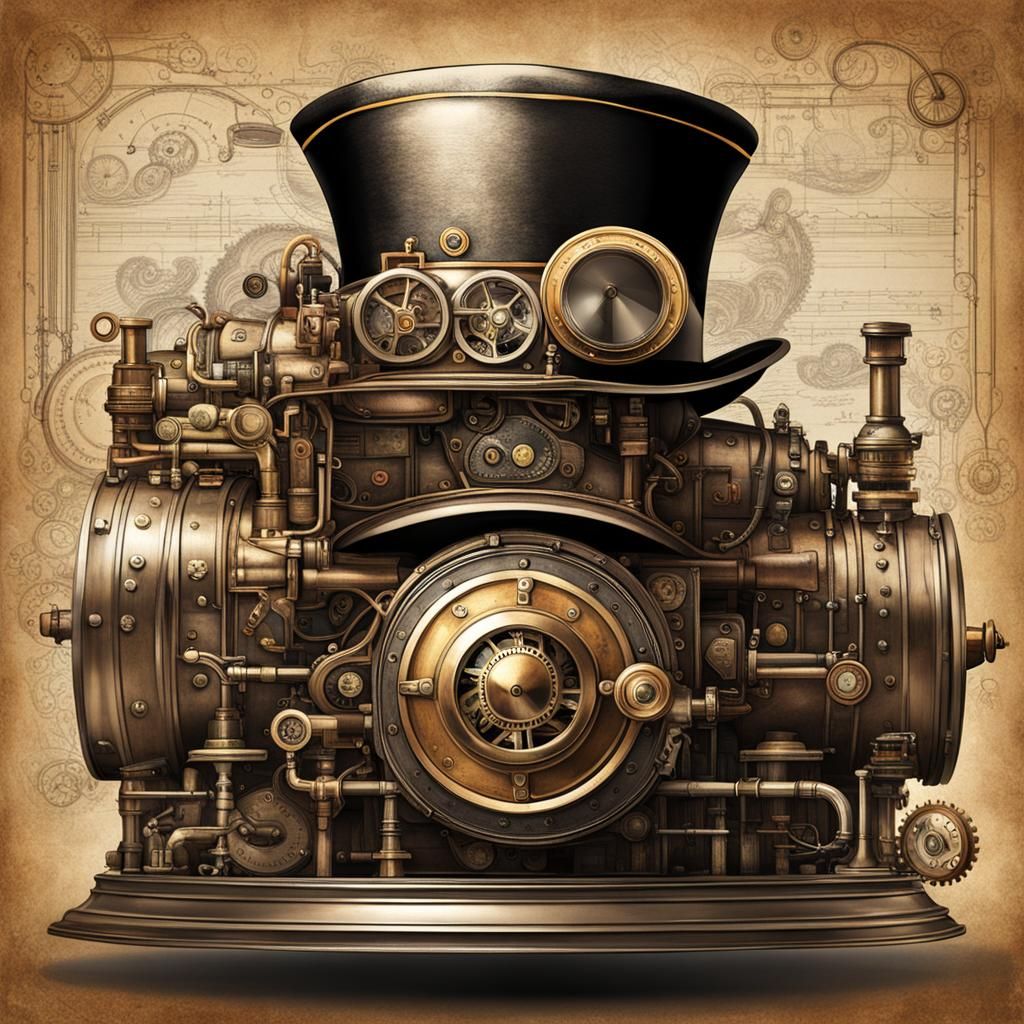 Steampunk Top Hat and Monocle Engine