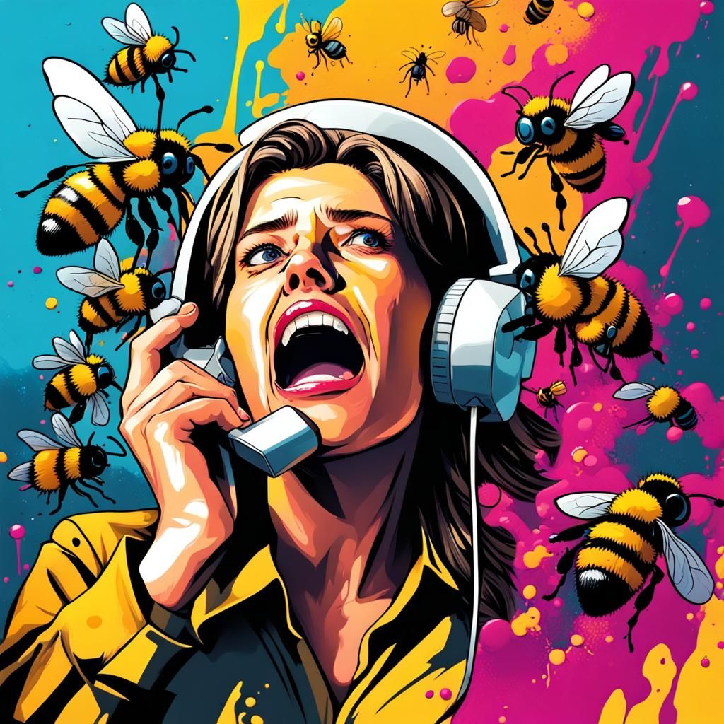 Graffiti Art: Agent Yelling with Bees Buzzing