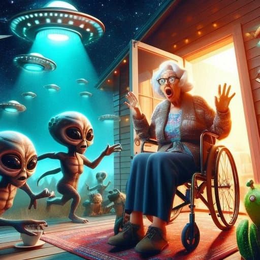 Friendly Aliens Invite Grandma on Cosmic Adventure