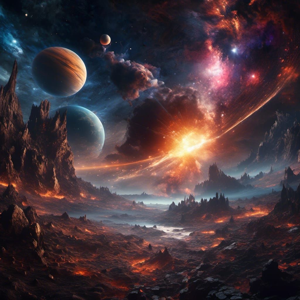 Spectacular Space Scene with Nebula and Black Hole