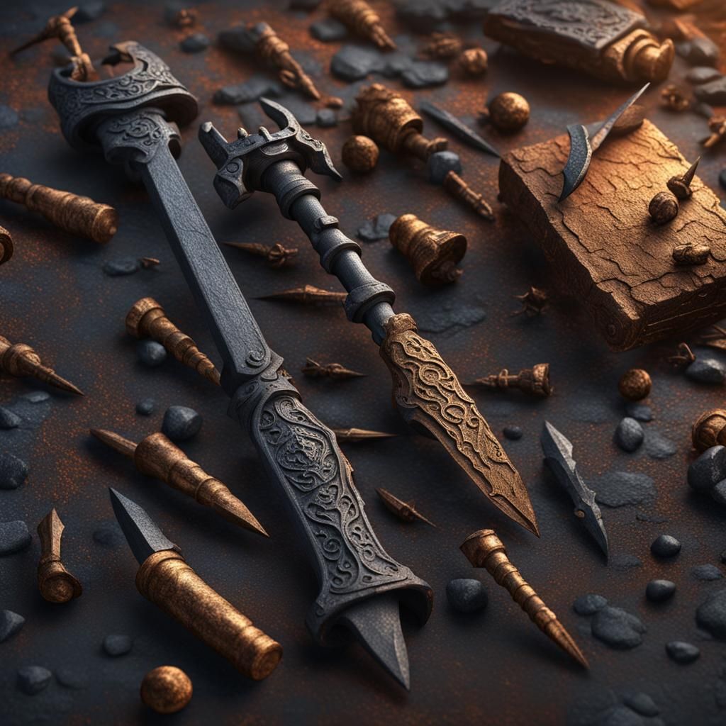 Detailed Matte Painting of a Large Cast Iron Nail