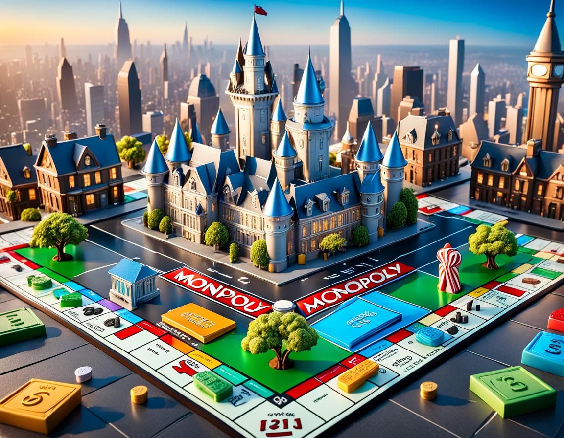 photo of a realistic Monopoly world