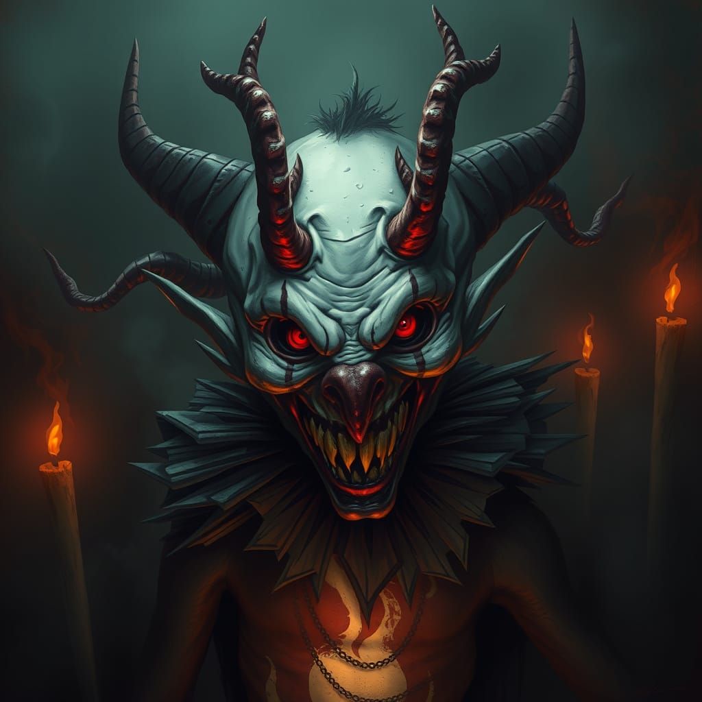 Grotesque Clown Demon Emanates Dark Energy