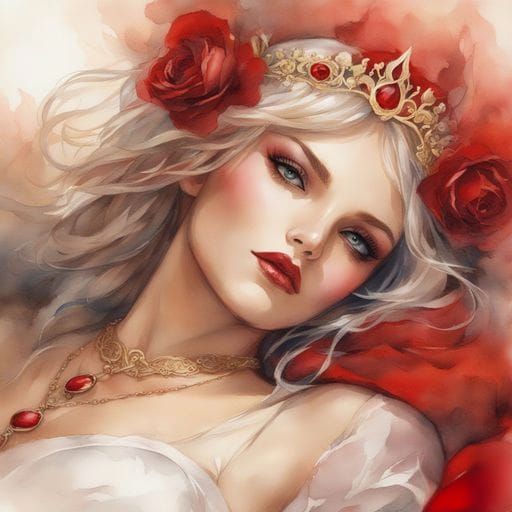 Dark Gothic Mistress Portrait in Watercolor Style