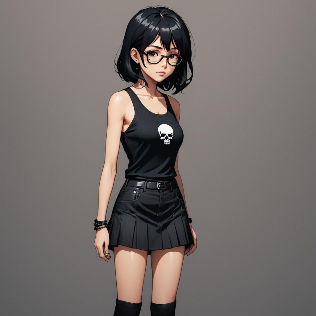 Anime Girl with Glasses in Manga Style