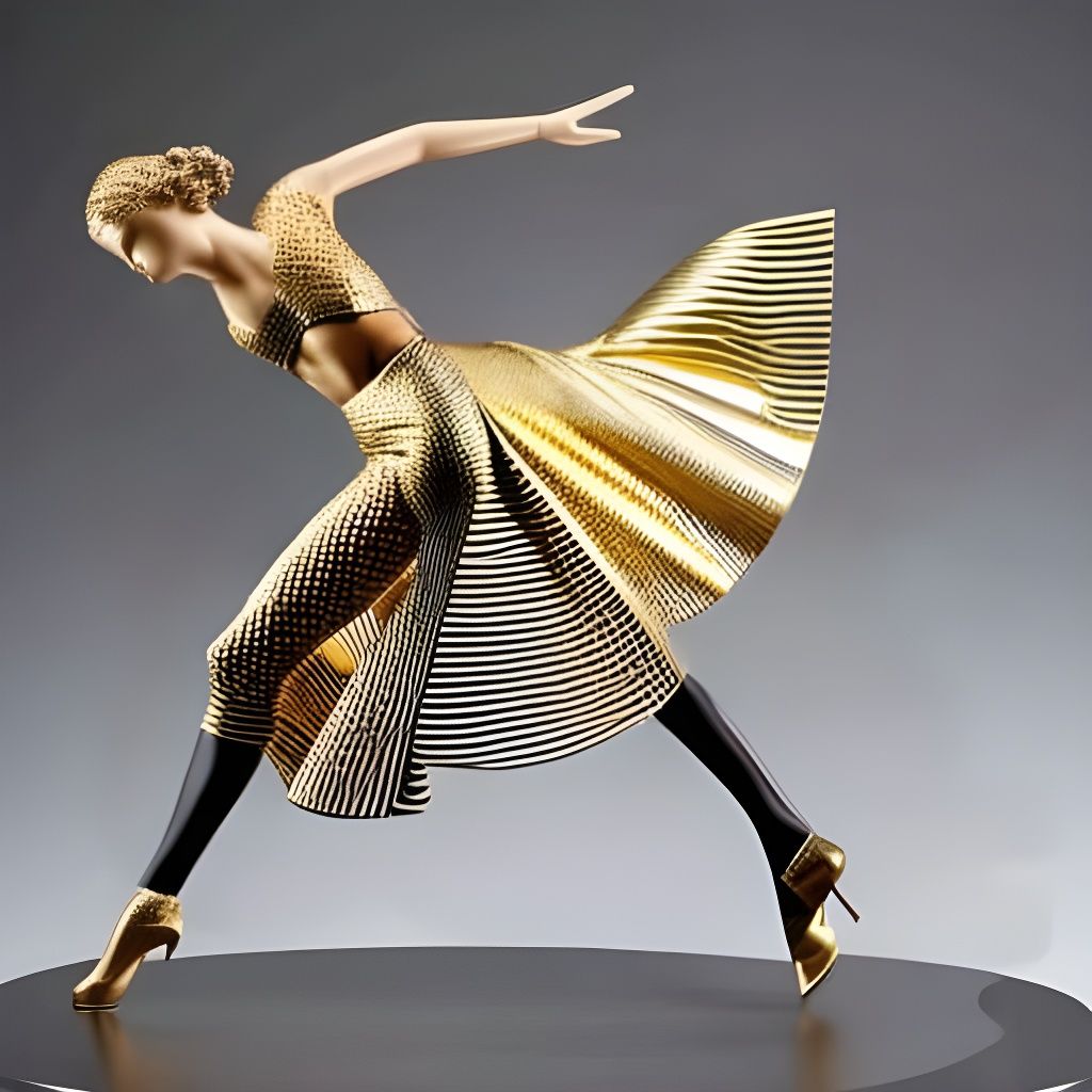 Art Deco Gold Statue of Dancing Woman