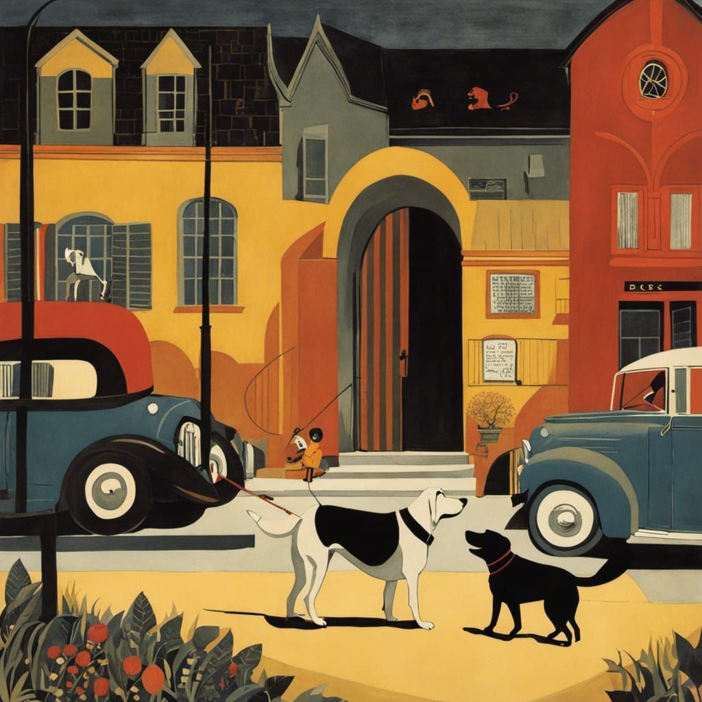 Whimsical Boy and Dog Illustration