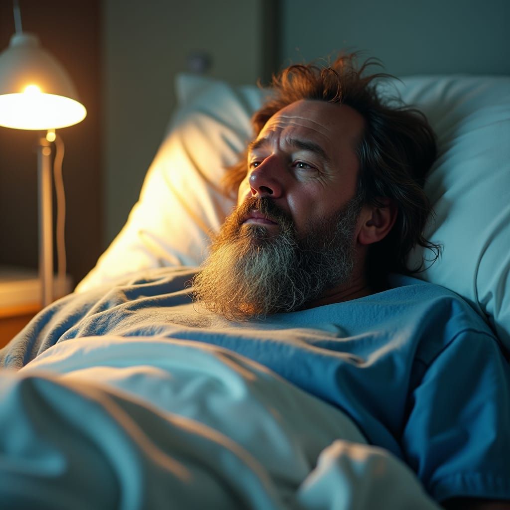 Man in Hospital Bed Awaiting Recovery